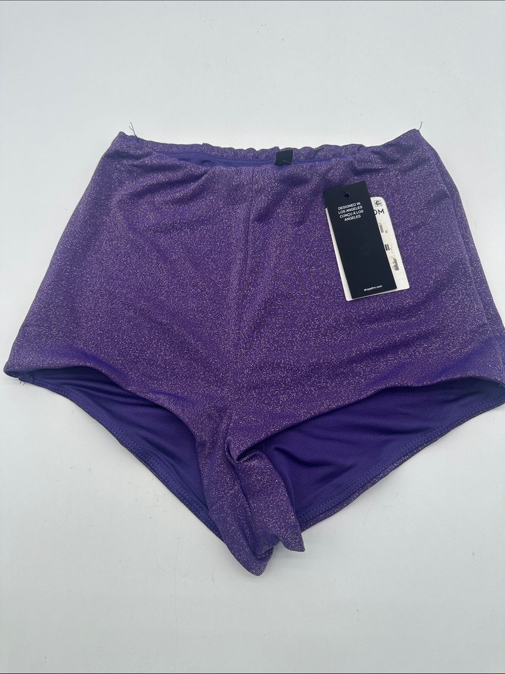 AFRM Purple Shimmer High-Rise dance shorts